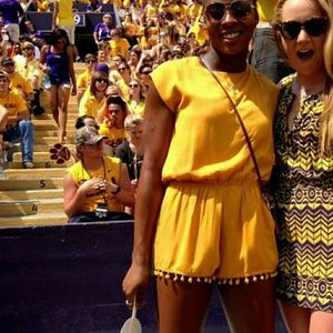 Short sleeve golden romper